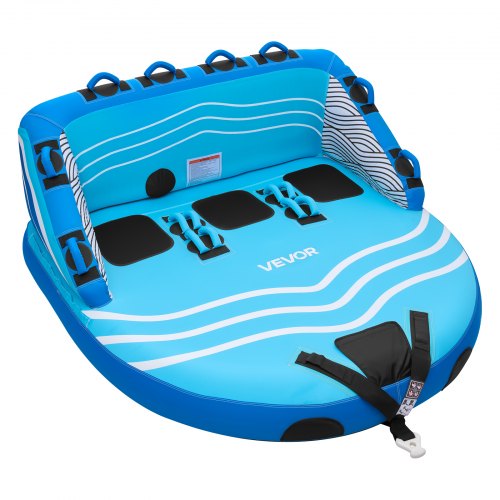 

VEVOR Bouée Tractée Gonflable pour Tubing, Bouée Tractable 3 Passagers Capacité 231 kg, Engin Tracté pour Bateaux Jeux Aquatiques, avec Housse Intégrale en Nylon, 2 Points de Remorquage et Poignées