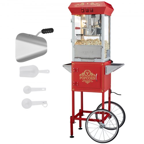 

VEVOR Machine à Pop-corn avec Chariot Électrique 850 W 227 g 48 Tasses Rouge