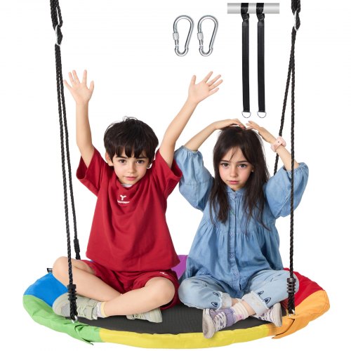 

VEVOR Balançoire d'Arbre 101,6 cm, Balançoire Soucoupe Charge 340 kg, Siège de Balançoire en Oxford 900D, avec 2 Sangles de Suspension et Cordes Multi-Brins Réglables, pour Enfants, Extérieur