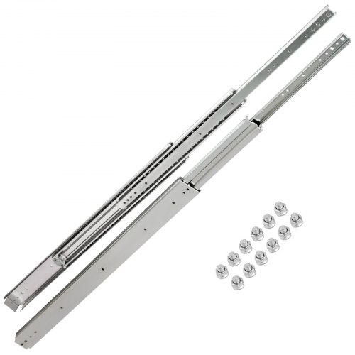 VEVOR 2PCS Glissières Tiroirs 225kg Coulisses Tiroirs Extension Rails Coulissants Acier Laminé à Froid Extensible Roulement à Billes pour Meubles Armoires Bureaux Maisons (60,96x7,6x1,9cm)