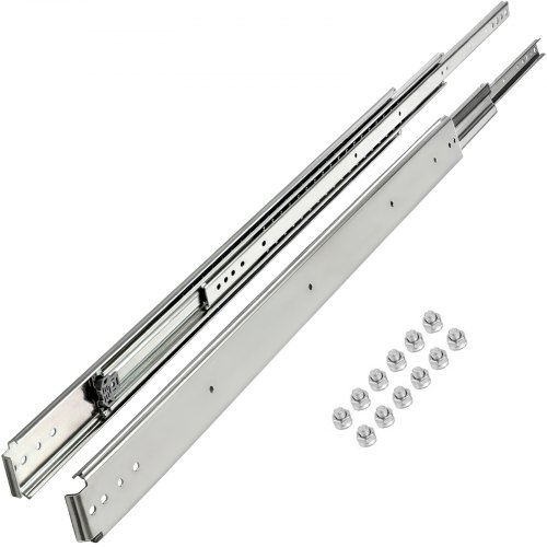 VEVOR 2PCS Glissières Tiroirs 225kg Coulisses Tiroirs Extension Rails Coulissants Acier Laminé à Froid Extensible Roulement à Billes pour Meubles Armoires Bureaux Maisons (81,28x7,6x1,9cm)