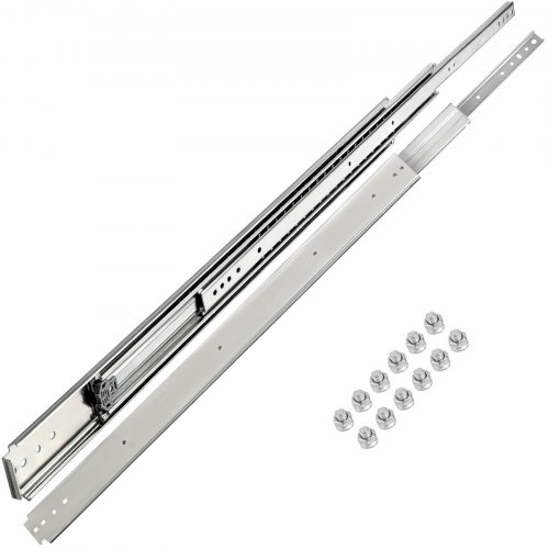 VEVOR 2PCS Glissières Tiroirs 225kg Coulisses Tiroirs Extension Rails Coulissants Acier Laminé à Froid Extensible Roulement à Billes pour Meubles Armoires Bureaux Maisons (86,36x7,6x1,9cm)