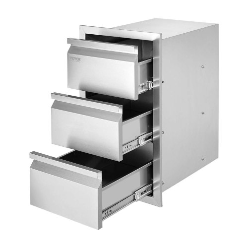 

VEVOR Tiroir Inox de Cuisine d'Extérieur à 3 Espaces de Tiroirs de Rangement en Acier Inoxydable 38x48x65 cm Commode pour Cuisiner à l'Extérieur Faire un Barbecue Ranger les Ustensiles de Cuisine