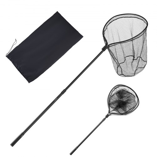 

VEVOR Épuisette de Pêche, Filet de Pêche avec Manche Télescopique, pour Poisson Étang Bassin Kayak Bateau, Salabre Léger et Portable, Tige en Aluminium 6063 et Filet en Nylon Recouvert de PVC