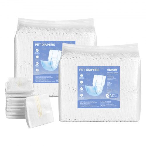 

VEVOR Couches Jetables pour Chiens Mâles, 96 Pièces, Bandes Ventrales Anti-fuites Super Absorbantes Taille M, Indicateur Humidité, pour Chiens Mâles Chaleur, Entraînement, Incontinence, 2 Lots de 48