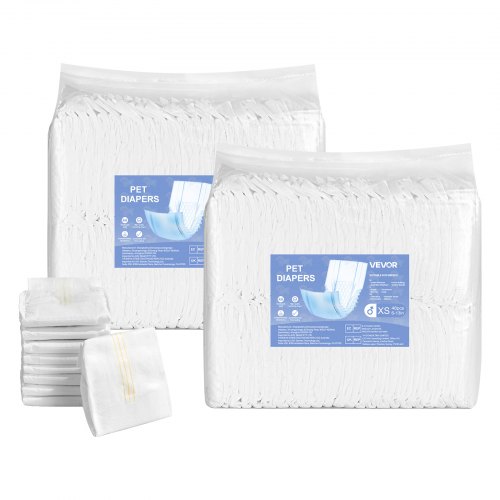 

VEVOR Couches Jetables pour Chiens Mâles, 96 Pièces, Bandes Ventrales Anti-fuites Super Absorbantes Taille XS, Indicateur Humidité, pour Chiens Mâles Chaleur, Entraînement, Incontinence, 2 Lots de 48