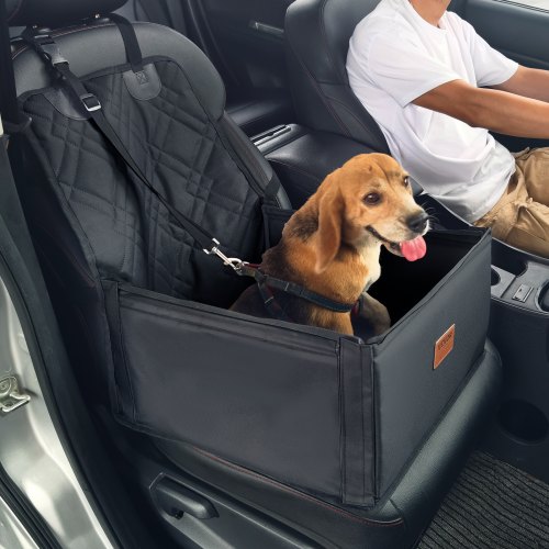 

VEVOR Siège d'auto pour chiens petite taille 12 kg, siège rehausseur pour chien, avec cadre de support, laisse de sécurité à clipser, rembourrage en coton, lit voiture pour animal de compagnie, noir