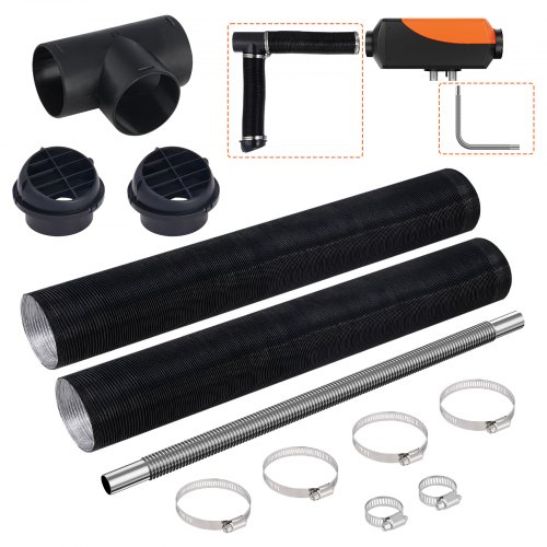 

VEVOR Kit de Tuyaux de Chauffage Diesel, Conduit d’Air Extensible de 75 mm, Tuyau d'Échappement en Inox de 25 mm, 2 Bouches d'Aération, Collier de Serrage, pour Chauffages de Stationnement Diesel
