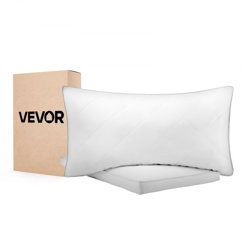 

VEVOR Oreiller Duvet, Lot de 2, 76 x 50 cm, avec Housse en Coton, Garnissage en Duvet Plume d'Oie et Fibre Synthétique, Bon Maintien, Confort Optimal, Lavable en Machine, Oreillers pour Chambre, Blanc