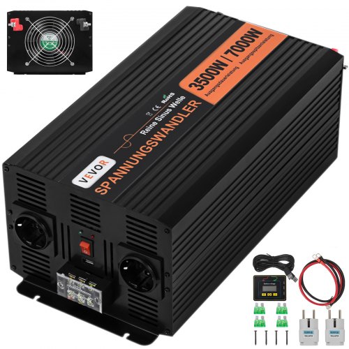 3500w 7000w Convertisseur 230v Onde Sinusoïdale Pure Onduleur 24v Câbles Usb