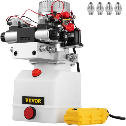 VEVOR Pompe Hydraulique 12 V 4.5 L, Pompe Hydraulique Remorque Double Effet et Double Solénoïde, Pompe Hydraulique Électrique Réservoir Plastique, Démarrage Rapide Élévateur à Ciseaux