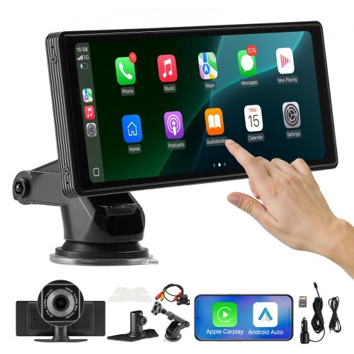 

VEVOR Autoradio sans Fil, Écran Central Tactile HD 25,4 cm, Compatible avec Apple CarPlay et Android Auto, avec Caméras Avant et de Recul, Commande Vocale, Mirror Link, Bluetooth, Navigation GPS