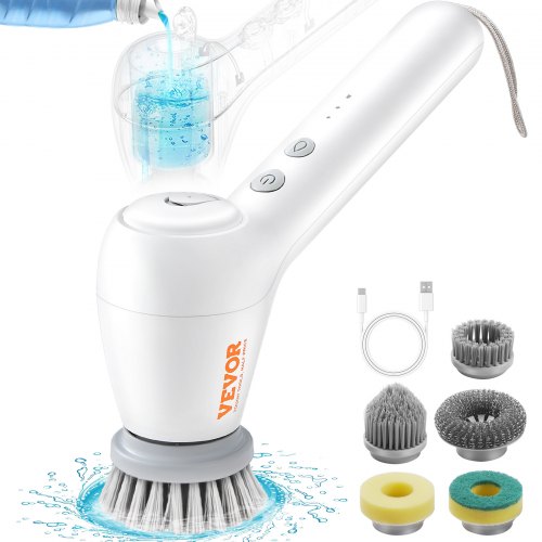 VEVOR Brosse de Nettoyage Électrique Rechargeable sans Fil Brosse de Lavage Rotative avec 5 Têtes de