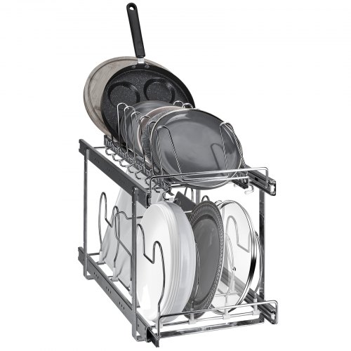 

VEVOR Rangement Couvercle Casserole Extensible Organiseur de Poêle à 2 Niveaux 30,5x57,5x46,5 cm Porte-Casseroles avec Séparateur Réglable Range Casserole Ustensiles de Cuisine pour Placard Restaurant