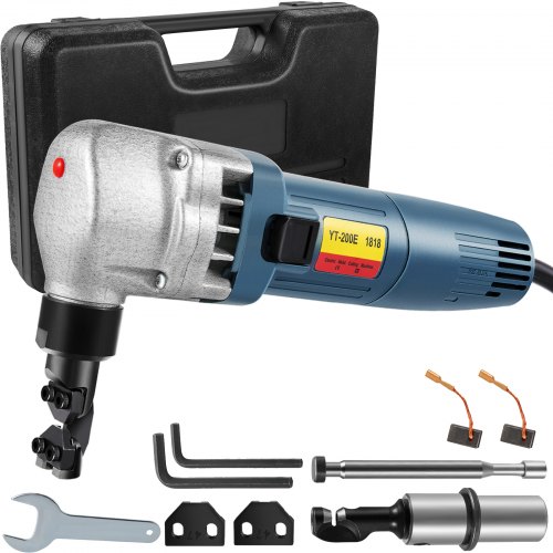 VEVOR Grignoteuse Électrique 380 W Cisaille Grignoteuse à Tôle Épaisseur 1,8mm, 1800 tr/min Outil Professionnel de Découpe Métal & Tête de Coupe Orientable 360° pour Acier Plastique Cuivre Verre