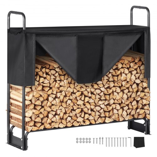 VEVOR Range Bûches Extérieur 132x36x117 cm Abri Bois de Chauffage avec Couverture Imperméable 600D O