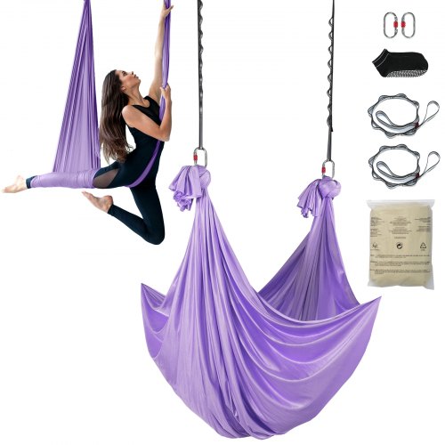 

VEVOR Hamac de Yoga Aérien 4x2,8 m Kit Balançoire de Yoga Inversion Danse Aérienne en Nylon 100 g/m² Charge 1000 kg Vol Anti-gravité d'Air pour Fitness Musculation Pilates Gym Maison Studio Violet