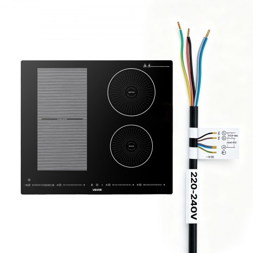 

VEVOR Plaque à Induction 4 Foyers 59 cm Table de Cuisson Encastrable 7200 W, pour Cuisine Camping-car, Électrique, 9 Niveaux de Chauffe, Écran Tactile LED, Surface Vitrocéramique, Sécurité Enfants