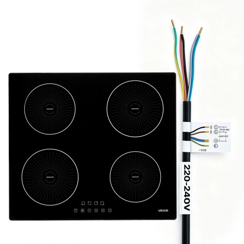 

VEVOR Plaque à Induction 4 Feux 59 cm Table de Cuisson Encastrable 7000 W, pour Cuisine Camping-car, Électrique, 9 Niveaux de Chauffe, Écran Tactile LED, Surface Vitrocéramique, Sécurité Enfants
