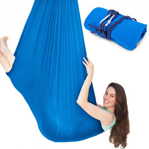 Hamac Suspendu Avec Attache Bleu Avec 2 Mousquetons Jardin En Nylon Autisme
