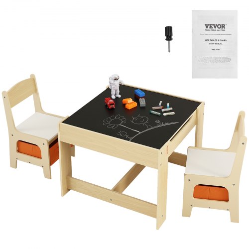 VEVOR 1 Table d’Enfant + 2 Chaises 610x610x483 mm et 290x300x530 mm Ensemble de Meuble d'Enfant avec