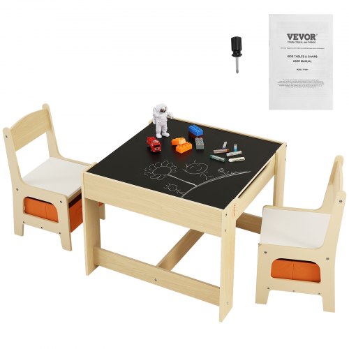 VEVOR 1 Table d’Enfant + 2 Chaises 610x610x483 mm et 290x300x530 mm Ensemble de Meuble d'Enfant avec