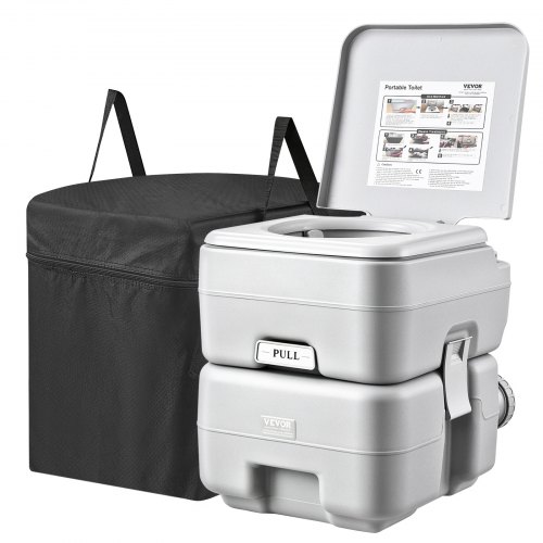 VEVOR Portable Toilet Flush Travel Camping 20.1 L Commode Potty with Carry Bag