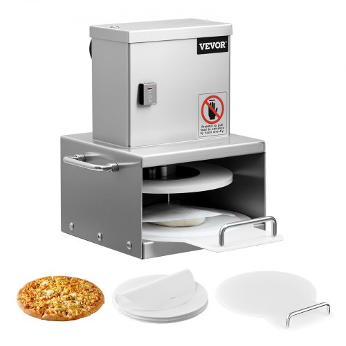 

VEVOR Presse à pâtes électrique, plaque 15 cm, presse à pizza en acier inoxydable, formeuse à pizza commerciale à épaisseur réglable, avec 100 feuilles de papier sulfurisé, pour cafés, boulangeries