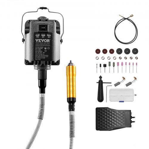 

VEVOR Meuleuse à arbre flexible, 1000 W, outil rotatif sculpteur électrique, 30000 tr/min, kit suspendu multifonctionnel avec 31 accessoires et pédale, pour sculpture, polissage, perçage, polissage
