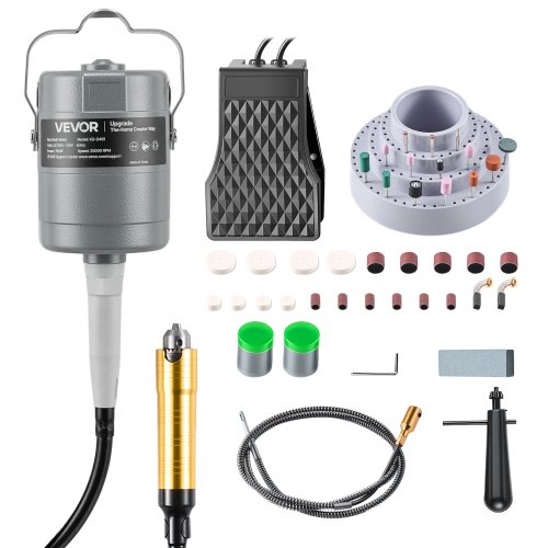 

VEVOR Meuleuse Suspendue 780 W Outil Rotatif à Arbre Flexible Suspendu 25000 tr/min pour Ponçage Bois, Polissage Métaux, Perçage Bijoux, Meulage Pierre, Commande au Pied, avec 112 PCS d'Accessoires