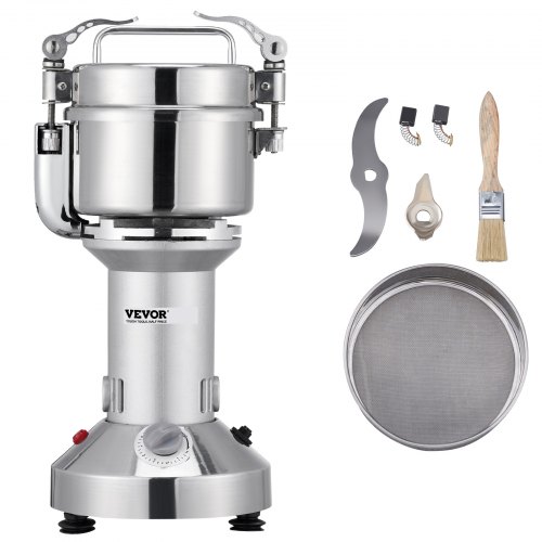 

VEVOR Moulin à Grain Électrique 300 g 1200 W Broyeur à Épices avec Lames Inox à 3 Couches Moulin à Café Broyage Super Fin 25000 r/min Finesse 40-200 Mailles pour Moudre Matières Secs Céréales Herbes