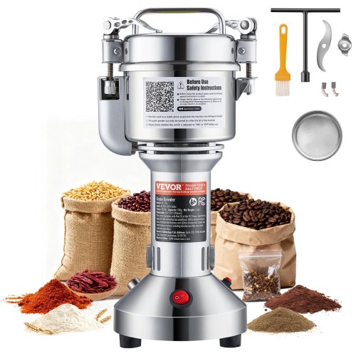 

VEVOR Moulin à Épices Électrique 150 g, Broyeur à Grains Commercial 850 W Haute Vitesse, Moulin à Farine en Acier Inoxydable, Type Droit, pour Moudre Rapidement Céréales Épices Herbes Poivres