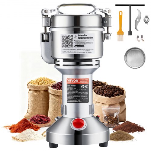 

VEVOR Moulin à Épices Électrique 300 g, Broyeur à Grains Commercial 1500 W Haute Vitesse, Moulin à Farine en Acier Inoxydable, Type Droit, pour Moudre Rapidement Céréales Épices Herbes Poivres
