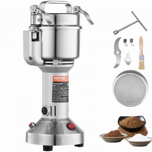 

VEVOR Moulin à Épices Électrique 750 g, Broyeur à Grains Commercial 2000 W Haute Vitesse, Moulin à Farine en Acier Inoxydable, Type Droit, pour Moudre Rapidement Céréales Épices Herbes Poivres