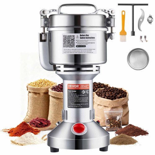 

VEVOR Moulin à Épices Électrique 750 g, Broyeur à Grains Commercial 2000 W Haute Vitesse, Moulin à Farine en Acier Inoxydable, Type Droit, pour Moudre Rapidement Céréales Épices Herbes Poivres