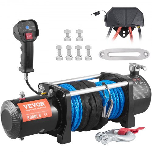 VEVOR Treuil Électrique 12 V 8000 lb 3629 kg avec Télécommande Sans Fil 2 en 1 20 m Treuil à Corde N