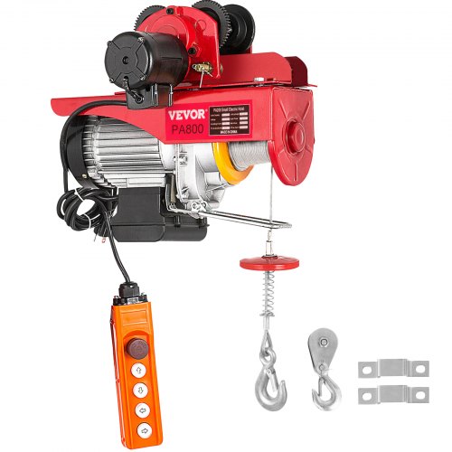 VEVOR Treuil à Câble Palan Électrique 400kg/800kg 1300W Palan à Levier en Acier 880lb/1760lb Palan Électrique à Chaine Simple/Double:12m/min, 6m/min pour les Usines, les Entrepôts et la Construction