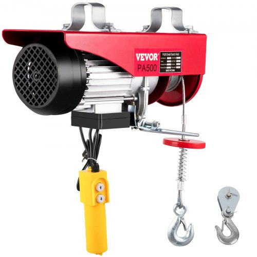 VEVOR Treuil Palan à Câble Électrique 900W, Capacité de Ligne Simple/Double 250/500kg, Télécommande avec Câble de 1,5m, 550/1100lb Treuil à Distance Puissant pour Atelier Garage Levage Charge Lourd