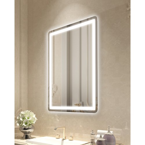 

VEVOR Miroir de salle de bain à LED, 60 x 80 cm, miroir de maquillage avec éclairage frontal et rétroéclairé, miroir mural à mémoire antibuée avec lumières, intensité variable en continu à 3 couleurs