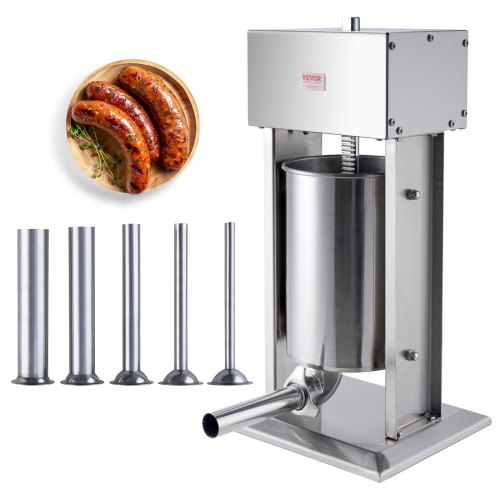 

VEVOR Poussoir à Saucisses Électrique 12 L, Machine à Saucisses Verticale Moteur 200 W, Ensacheuse Saucisse en Inox 304 Alimentaire, Contrôle de Vitesse en Continu, 5 Tubes de Remplissage, Restaurant