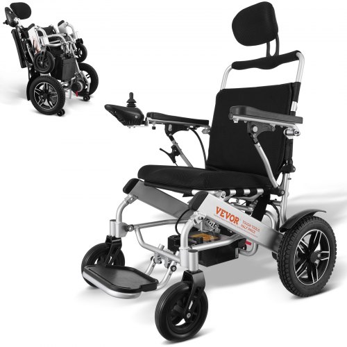 

VEVOR Fauteuil roulant électrique pour adultes seniors, capacité de poids 136 kg, fauteuil roulant motorisé léger et pliable largeur 508 mm, chaise tout terrain alliage aluminium, dossier réglable