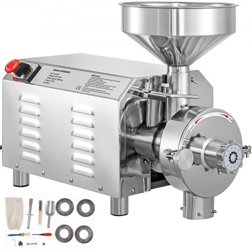 VEVOR Moulin à Grains Électrique Capacité Commerciale 50 kg Broyeur à Céréales en Acier Inoxydable 3