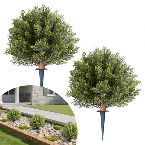 

VEVOR Boule Cyprès Topiaire Artificiel Extérieur avec Piquet, 406 mm, Lot de 2, Fausses Plantes, Faux Arbustes Buissons pour Décoration Extérieur Intérieur, Porche, Patio, Jardin, Balcon, Arrière-cour