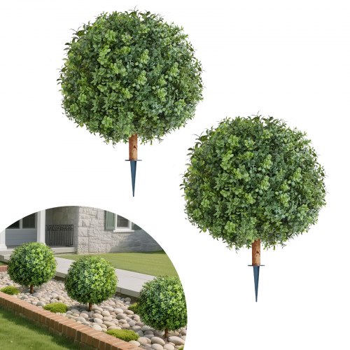 

VEVOR Boule Buis Topiaire Artificiel Extérieur avec Piquet, 559 mm, Lot de 2, Fausses Plantes, Faux Arbustes Buissons pour Décoration Extérieur Intérieur, Porche, Patio, Jardin, Balcon, Arrière-cour