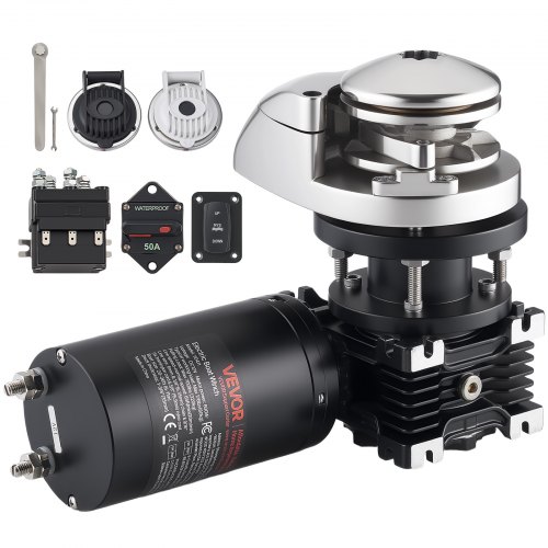 

VEVOR Guindeau Électrique, 12 V CC, Guindeau Ancre de Bateau 6-11 m, Traction Maximale 320 kg, 1100 W, Compatible avec Chaîne 6,35 mm ou Corde Nylon 14 et 16 mm, Construction en Acier Inoxydable 316