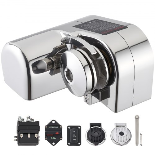 

VEVOR Guindeau Électrique, 12 V CC, Guindeau Ancre de Bateau 7-9 m, Traction Maximale 260 kg, 600 W, Compatible avec Chaîne 6,35 mm ou Corde Nylon 14 et 16 mm, Construction en Acier Inoxydable 316