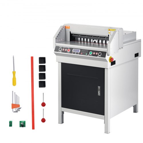 

VEVOR Massicot Électrique, Coupe-papier Automatique Largeur de Coupe de 450 mm Épaisseur de Coupe de 40 mm, Coupeuse de Papier Industrielle, avec Écran LCD Intelligent, pour Bureau Imprimerie