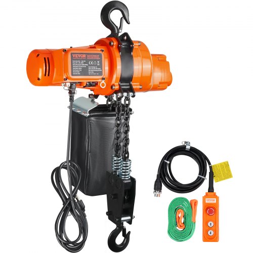 

VEVOR Palan électrique à chaîne, capacité de charge de 998 kg, grue monophasé avec chaîne, 1000 W, hauteur de levage 3 m, vitesse de 2 m/min, télécommande filaire de 3 m pour garage, atelier et maison