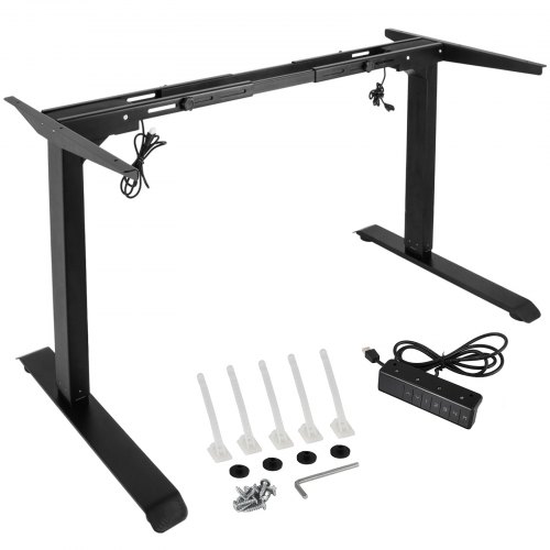 VEVOR Cadre de Bureau sur Pied Electrique Station de Travail DIY de 68.5cm à 122cm Monopied Ergonomique Pied Réglable en Hauteur Support Electrique Noir pour Cadre de Bureau Bricolage Workstation
