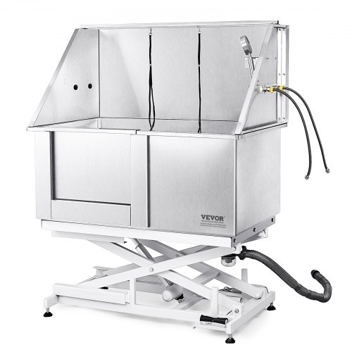 VEVOR Baignoire de Toilettage Chien Électrique 127 cm Baignoire pour Chien Chat Acier Inox avec Boît